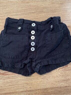 Crewcuts High-Waist Button-Front Black Linen Shorts